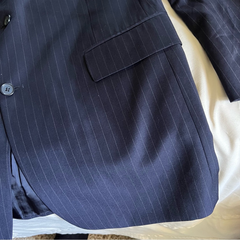 Hart Schaffner Marx Nordstrom Dark Navy Pinstripe Suit Jacket Size 42L - Picture 13 of 13